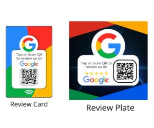 Combo Google review card and Plate